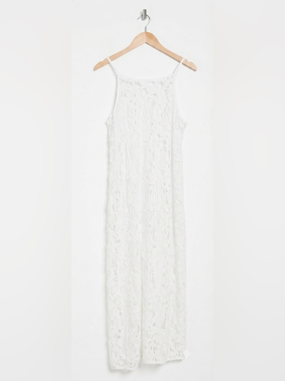 White Lace Sleeveless Maxi Swim Cover-Up Dress XL / 16-18